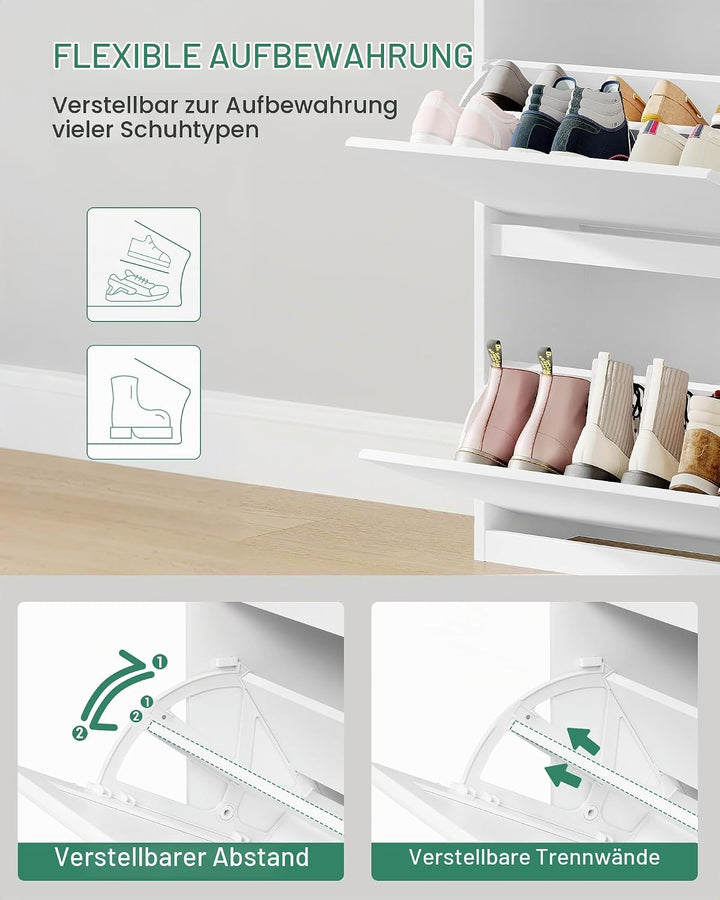 Hzuaneri Schuhschrank, Schuhregal Schuhkipper Schmal, Verstellbar, Schuhkommode für Eingang, Flur, G