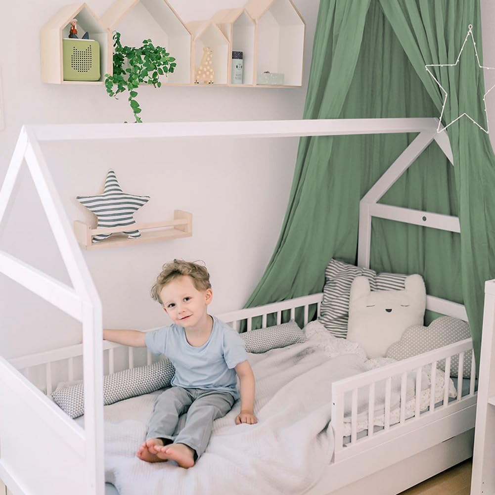 Betthimmel Babybett, 245x270 cm, Baumwolle, Romantisch, Grün, Grün