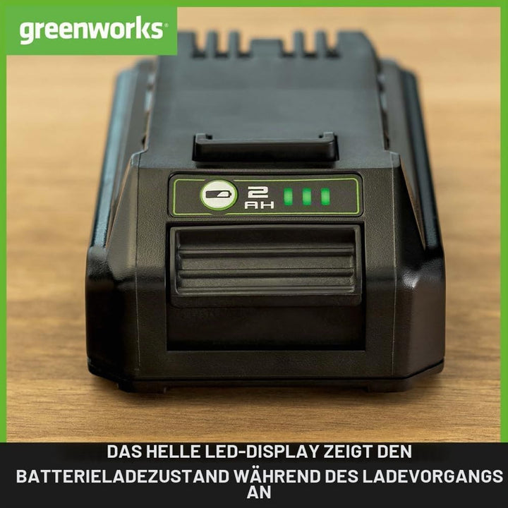Greenworks 24V Akku - Original Greenworks 2Ah Leistungsstarker Lithium-Ionen Akku, leichtes Design m