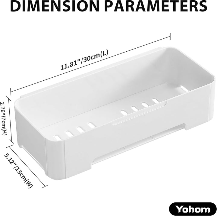 YOHOM Weiss Selbstklebende Duschkorb Ohne Bohren für Badezimmerwand Kunststoff Shampoo Halter Caddy