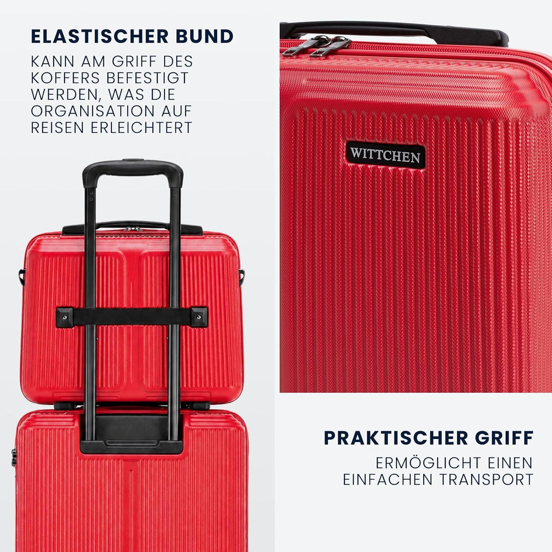 WITTCHEN Stripes Line Kofferset mit Kosmetiktasche Reisekoffer Hartschalenkoffer ABS 4 Doppelrollen