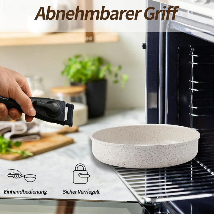 Pfannenset Induktion 23 Teilig, Töpfe Set mit Abnehmbarem Griff, PFOA Frei | Topf und Pfannenset mit