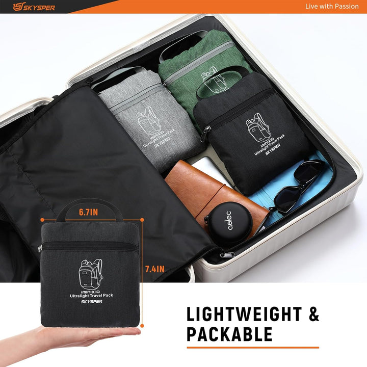 SKYSPER Faltbarer Rucksack 10L Klein Ultraleicht Tagesrucksäcke Wanderrucksack Reisenrucksack Trekki