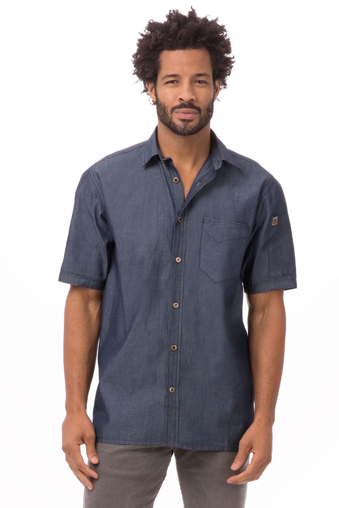 Chef Works Detroit Kurzarm Hemd Denim, SKS002-IBL-XS XS strapazierfähig Indigoblau