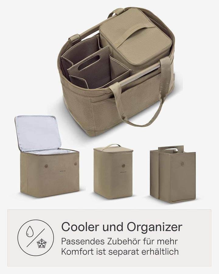Kapten & Son Vaasa Einkaufskorb faltbar Cord Dusty Khaki 25 L | Korb Kord Grün | Inklusive Einkaufsw