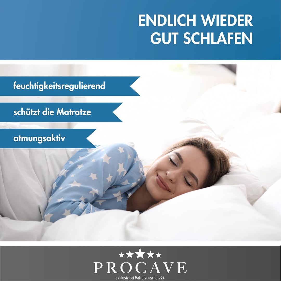 PROCAVE Matratzenauflage Lyocell-Tencel versteppt, Matratzenschoner mit 4-Eckgummis, Matratzen-Spann