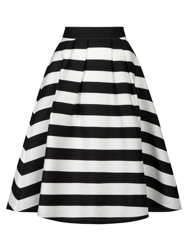 APART Fashion Damen Satin Rock, Creme-schwarz, Normal