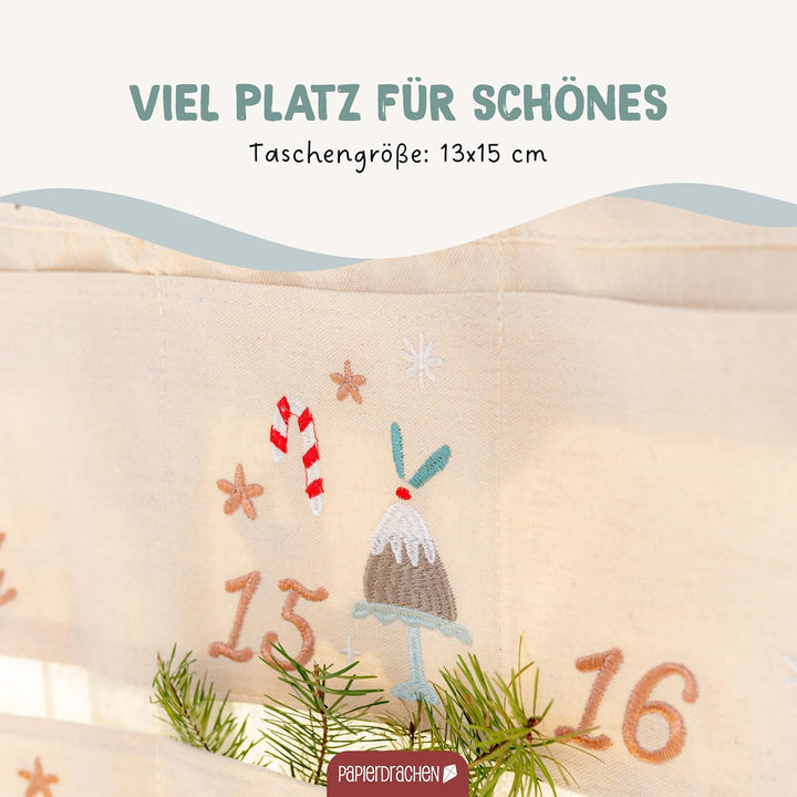 Papierdrachen Adventskalender 2025 - als Wandkalender - Cheerful Christmas - beige - hochwertig best
