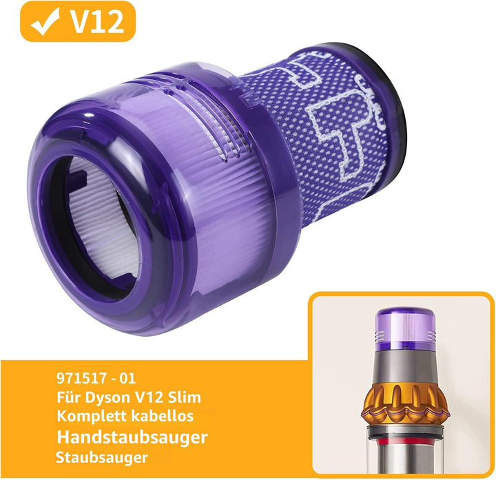 Filter für Dyson V12 Detect Slim Absolute Ersatzfilter,3 Stück Filter für Dyson V12 Staubsauger,wasc