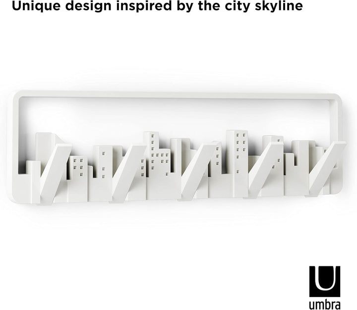 Umbra Skyline Garderobenhaken - Moderne und Platzsparende Garderobenleiste mit 5 Beweglichen Haken f