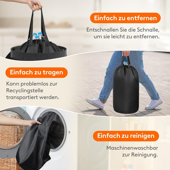 Lifewit 100L Kreis Pfandflaschen Sammelbehälter mit Deckel, Grosser Pfandflaschen behälter für die L