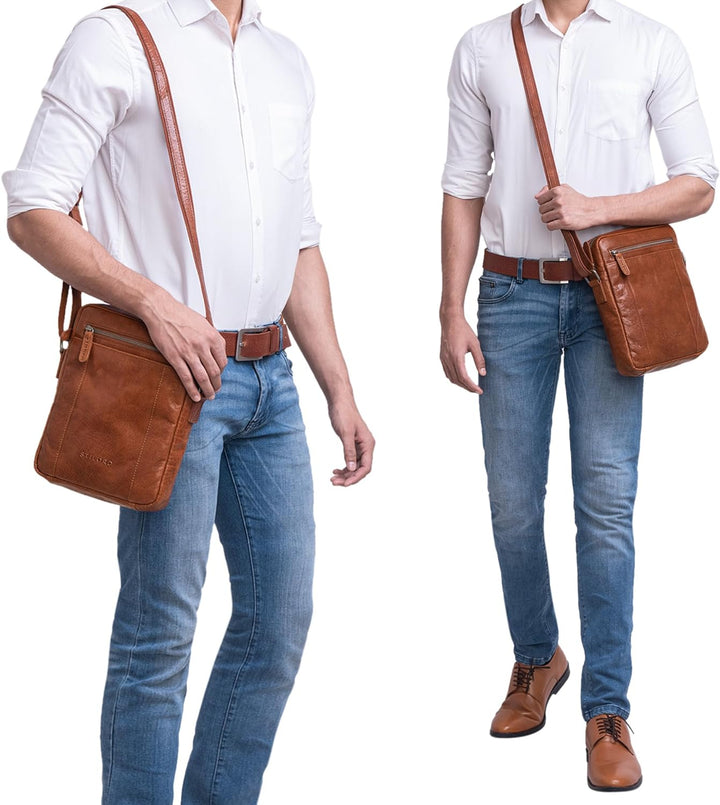 STILORD 'Fox' Herrentasche Leder Vintage Messenger Bag Männer Handtasche klein für 10,1 bis 10,5 Zol