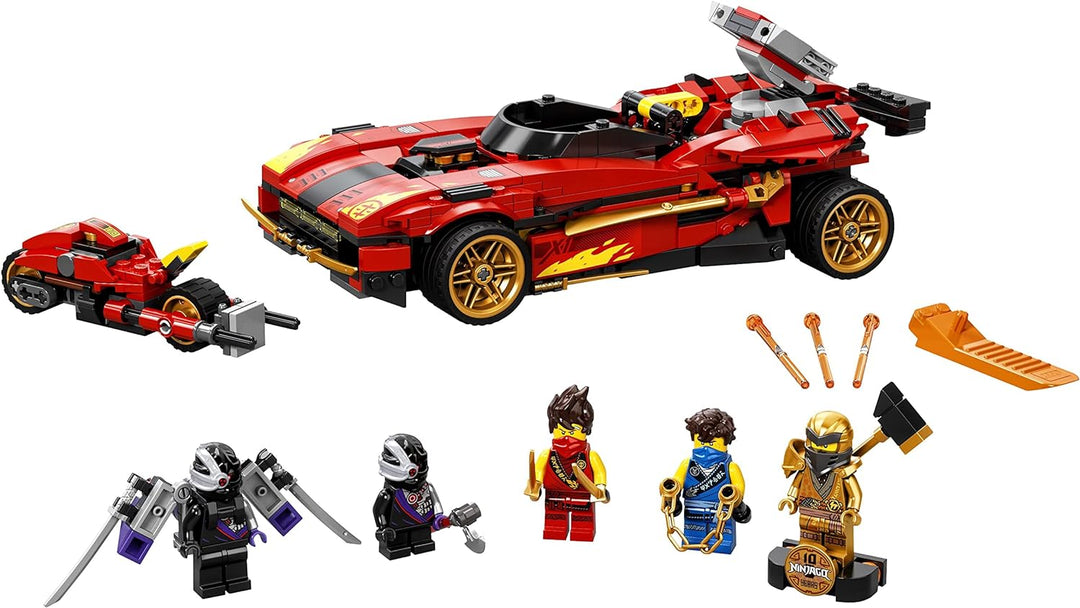 LEGO 71737 NINJAGO Legacy X-1 Ninja Superauto und Motorrad mit Cole als goldene Minifigur Standard V