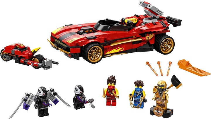 LEGO 71737 NINJAGO Legacy X-1 Ninja Superauto und Motorrad mit Cole als goldene Minifigur Standard V