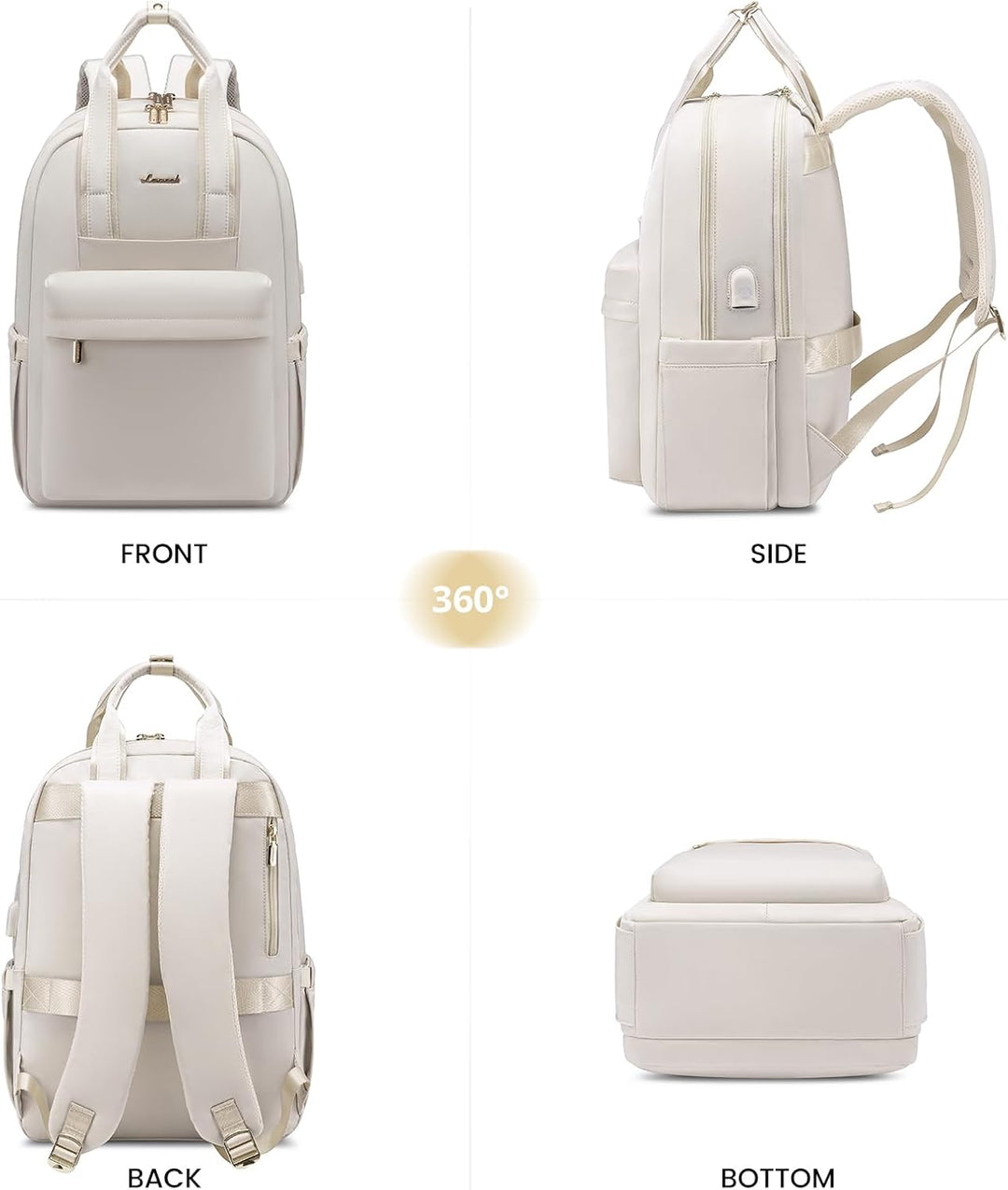 LOVEVOOK Rucksack Damen Elegant, 15,6 Zoll Laptop Schulrucksack Teenager Mädchen mit Laptopfach, Was