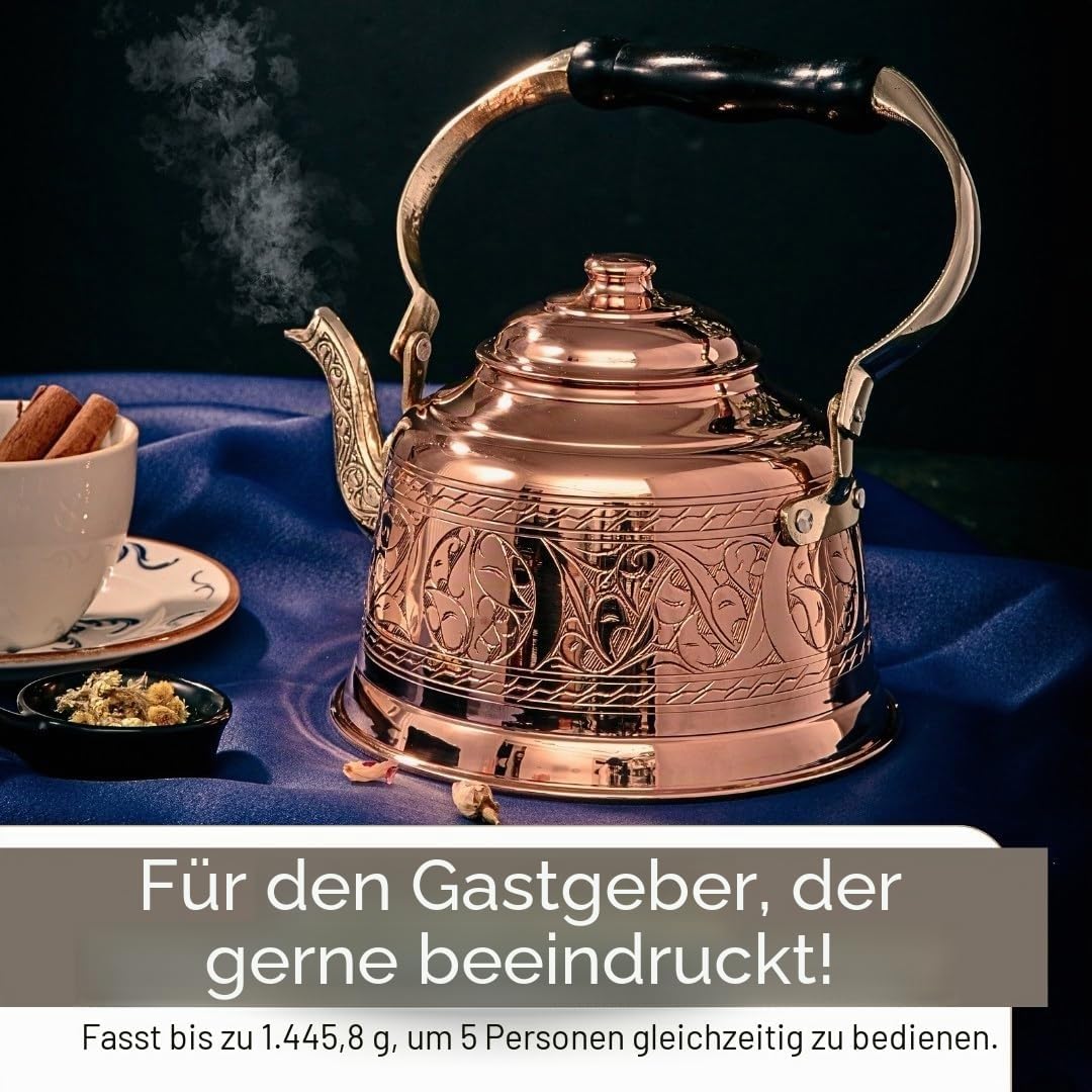 demmex 2017 dickem 1 mm dicken Kupfer gehämmert Tee Wasserkocher Herd Teekanne (1.6-quart) Engraved