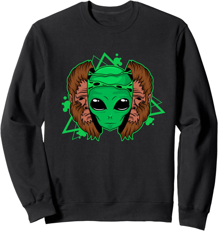 UFO Monster Aliens Believer Alien Kopf mit Bigfoot Sweatshirt