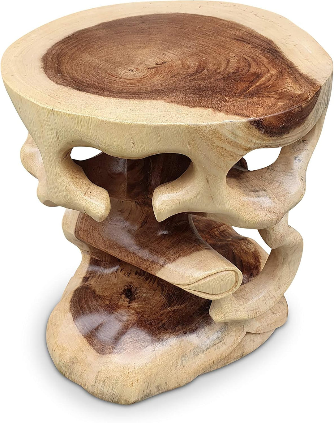 Kinaree Suar Beistelltisch Bonsai - 40cm Blumenhocker - Suar Holz Hocker in 2 Varianten Natur, Natur
