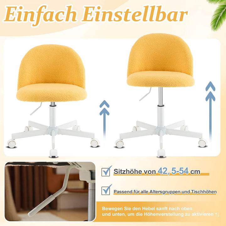 Bonnlo Bürostuhl mit Rollen, Schminktisch Stuhl, Höhenverstellbar Schreibtischstuhl für Arbeitszimme