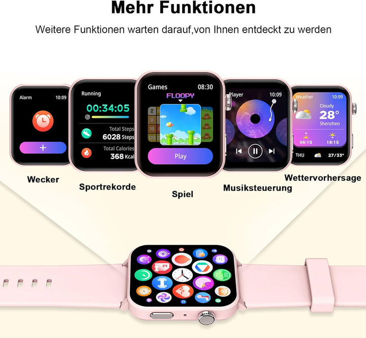 Blackview Smartwatch Damen, 1,85'' Fitnessuhr mit Tätigen und Annehmen von Anrufen, Sportuhr mit 100