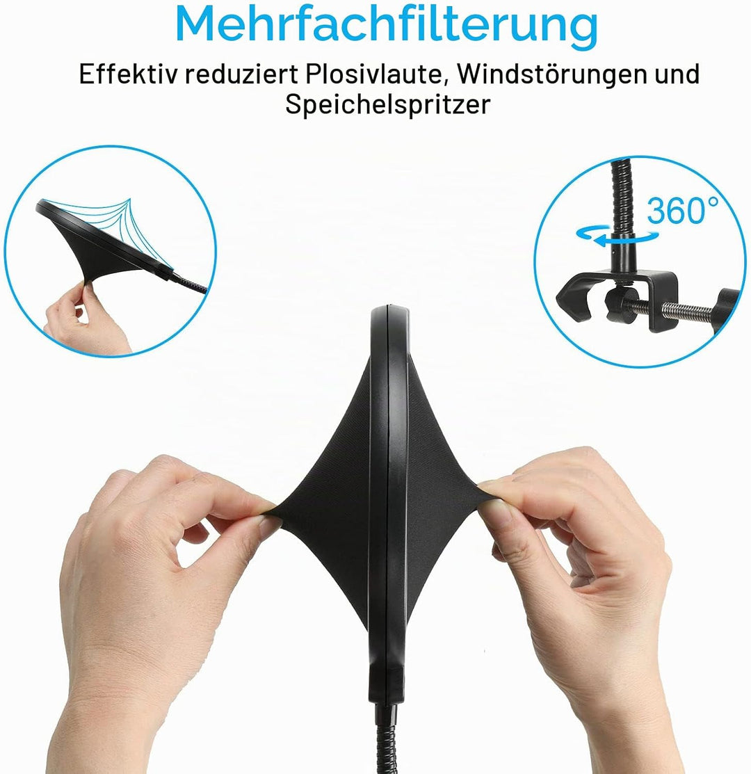 Blue Yeti Mikrofon Arm mit Popschutz - Professioneller Mikrofon Ständer Kompatibel mit Blue Yeti Mic
