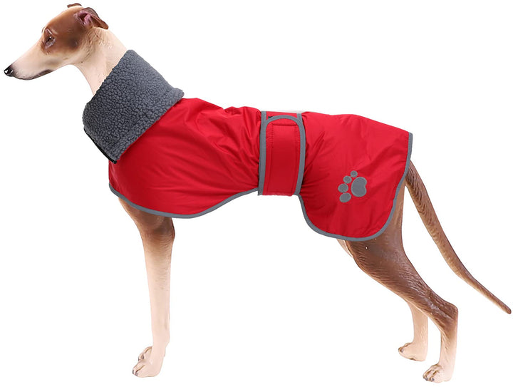 Geyecete Hunde Wintermäntel fur Windhund,Hundejacken mit plüschfutter,Wasserdichter Regenmantel Wind