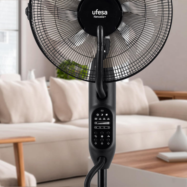 Ufesa Mist Fan VNDC Vernebler Ventilator, Ultra Silent, Fernbedienung, 3 Modi, Timer, 9 Geschwindigk