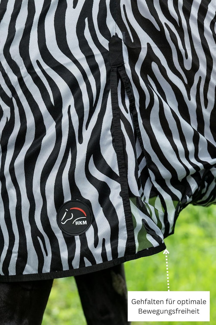 HKM Fliegendecke mit Halsteil -Zebra- mit Bauchlatz, weiss/schwarz, 135 Weiss/Schwarz 135 cm, Weiss/