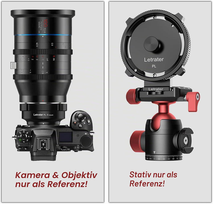 Letrater PL-FX cine Objektivadapter Konverter für Fujifilm X-Mount Kameras X-Pro1, X-E1, Mattschwarz