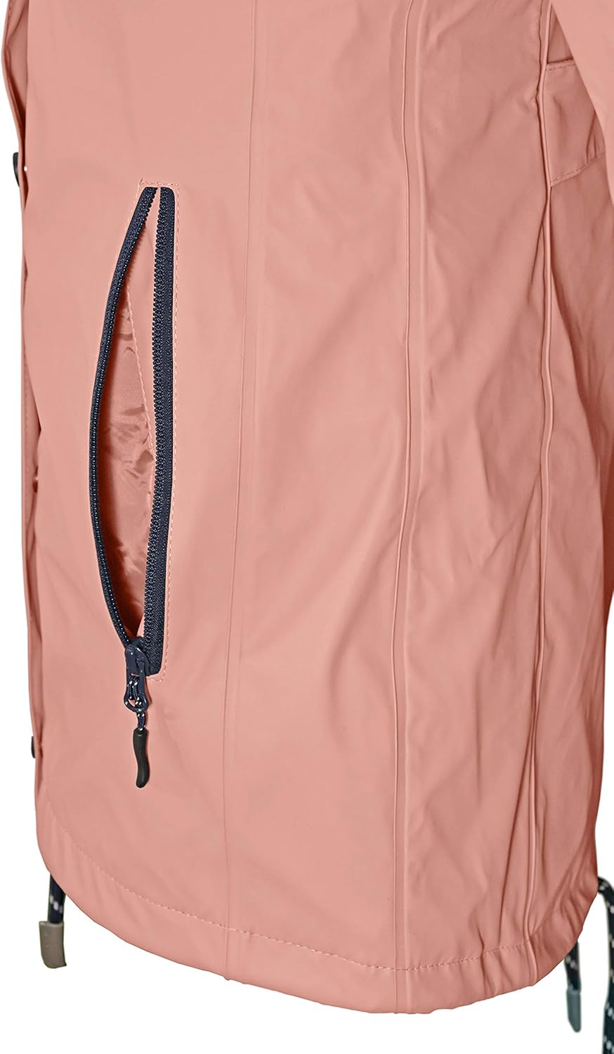 MADSea Damen Regenmantel Friesennerz Maritimes Gestreiftes Innenfutter Rosa, Grösse:36