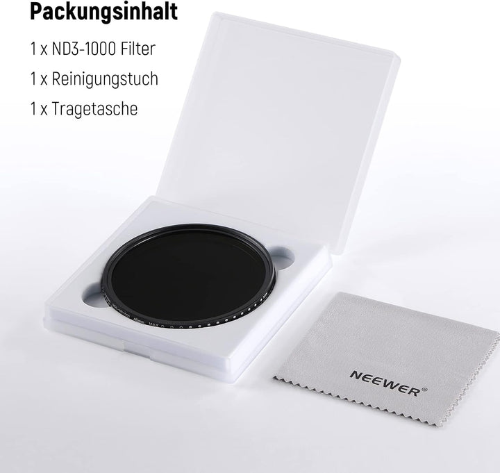 NEEWER 46mm Variable ND Filter ND3-ND1000 (1,5-10 Begrenzte Stops) Variabel Graufilter optischem HD