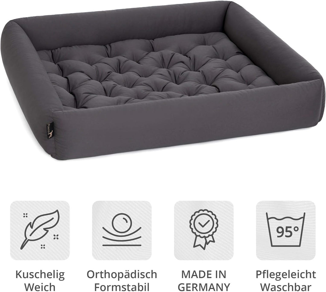Doctor Bark Pointer | Hundebett mit Hundekissen - orthopädisch, waschbar, bequem (XXL - 100x90 cm, A