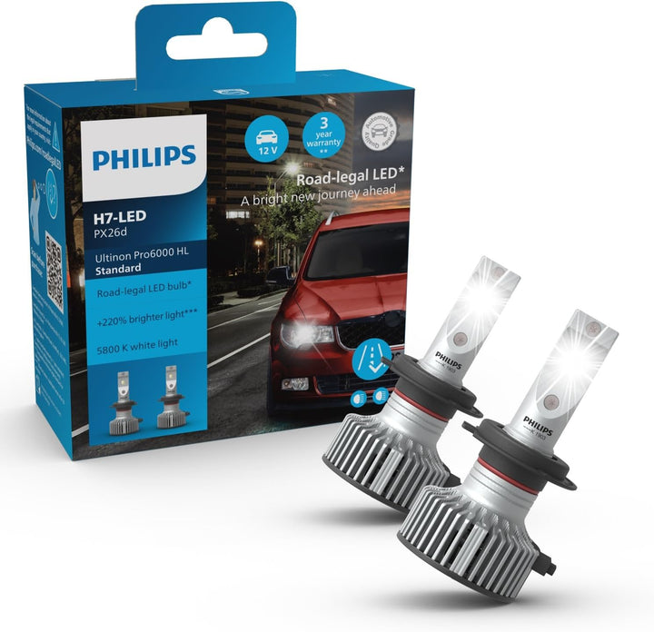 Philips Ultinon Pro6000 Standard H7-LED Scheinwerferlampe mit Strassenzulassung*, 220% helleres Lich