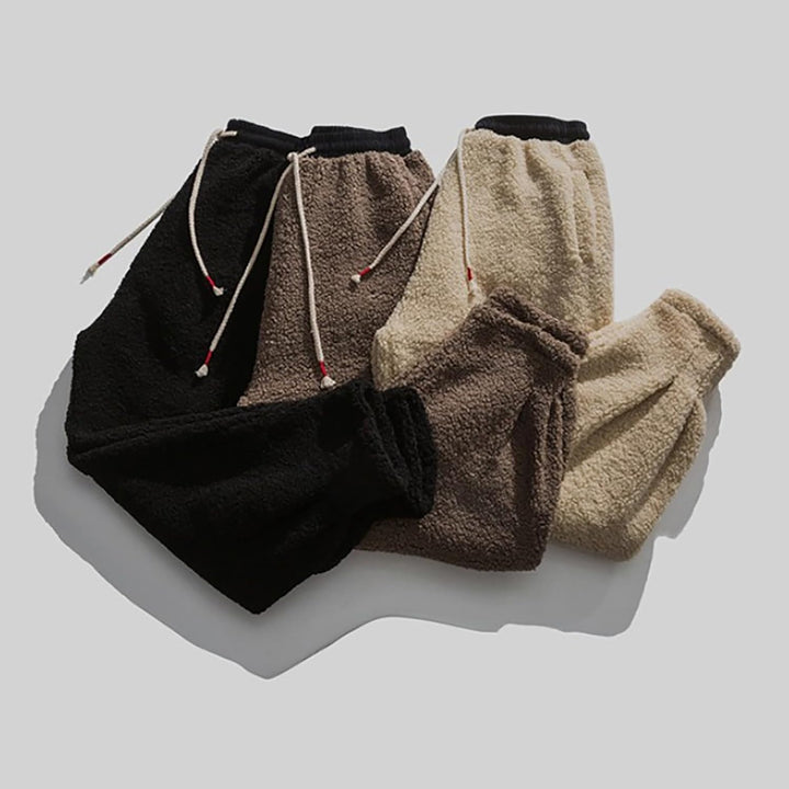 Generisch Teddy Fleece Hose Herren, Plüschhose Herren Sport, Jogginghose Mit Tunnelzug Fleecehose Mi