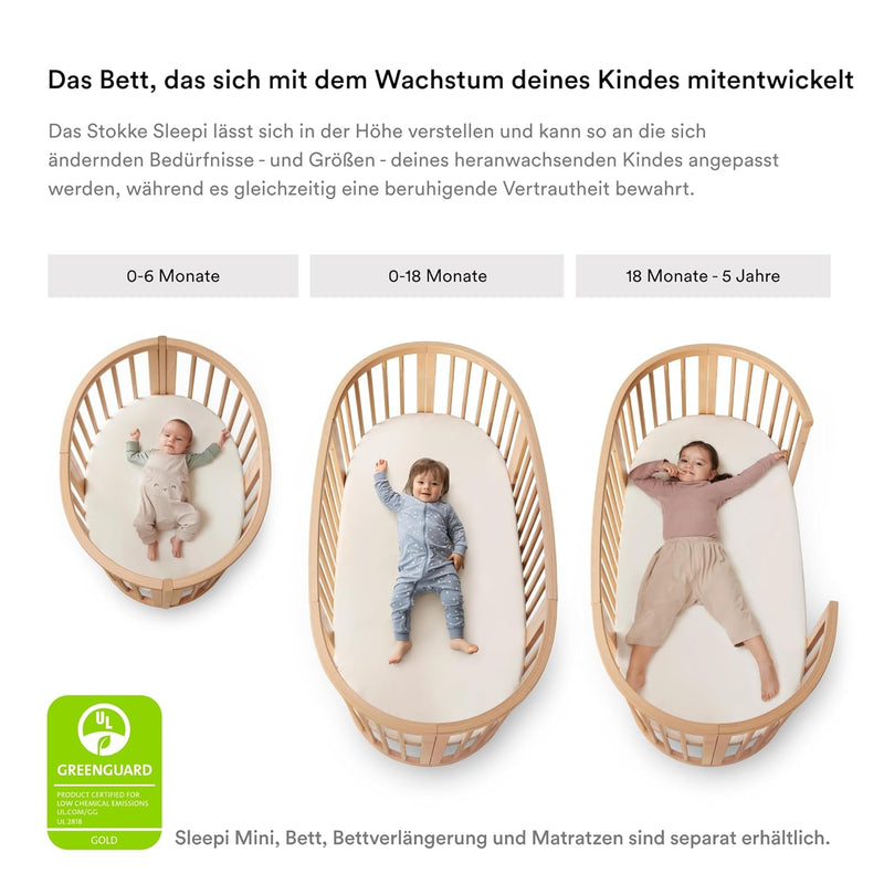 Stokke Sleepi Himmelstange V3, Hazy Grey - Hergestellt aus massivem Buchenholz - Kompatibel Sleepi B