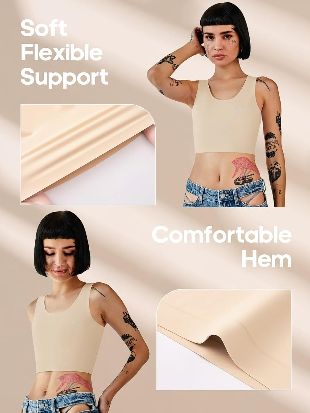 Brust Binder für Transgender FTM Trans Binder Atmungsaktive Nahtlos Schwimm Binder Bra Nude S, Nude