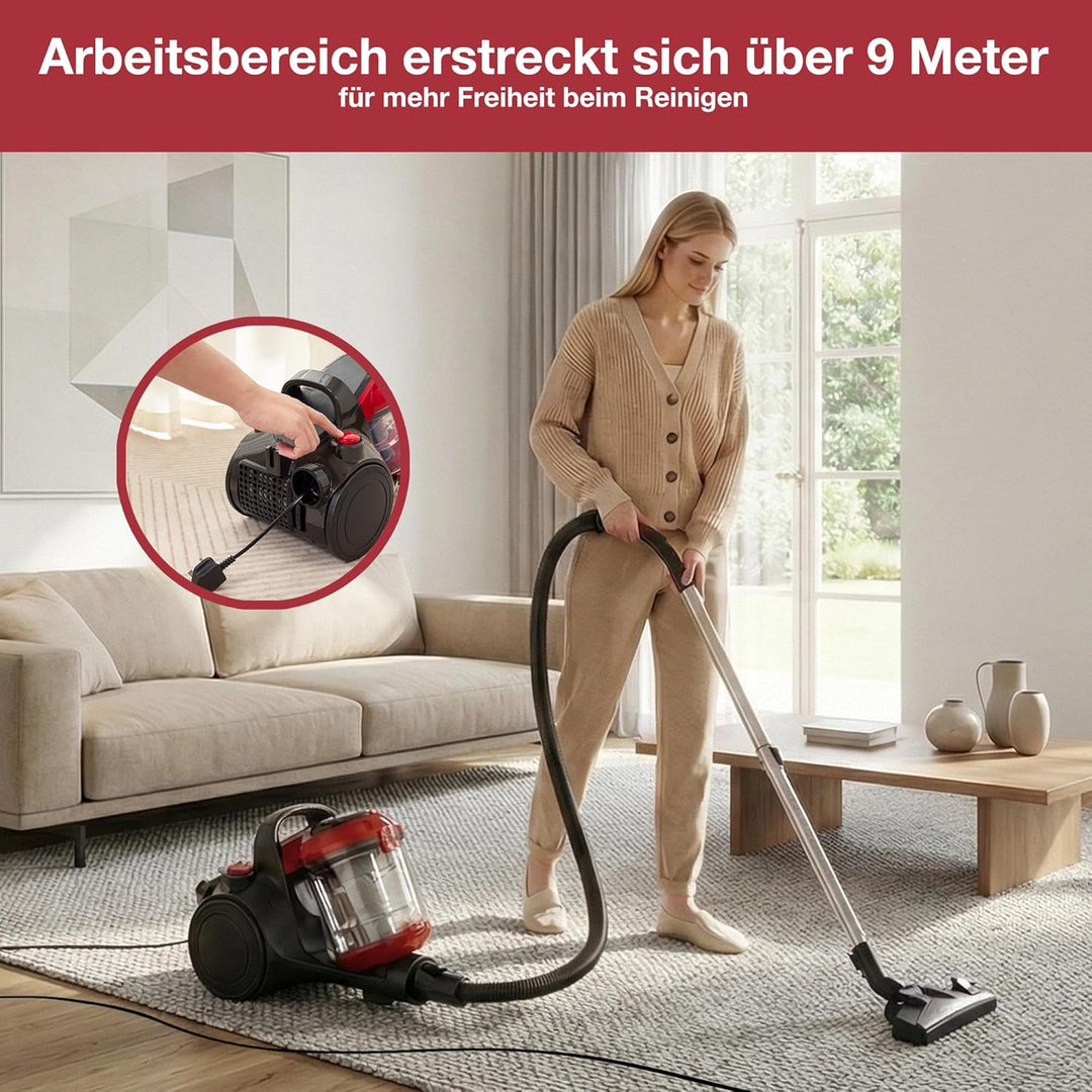 Akitas C10P 900W Beutelloser Staubsauger ohne Beutel – Mit Deutscher Wessel Werk D320 Hartbodenbürst