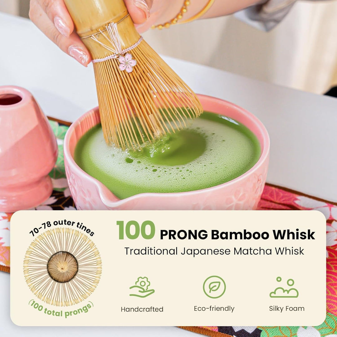 Matcha Set - 8 Stück Matcha Besen Tea Set, Matcha-Schale mit Ausgiesser, Bambus Matcha Whisk, Schauf