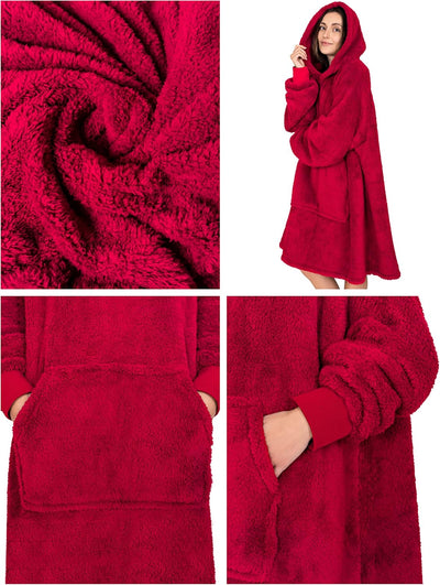 Gräfenstayn® Flauschige Sherpa Hoodie Decke mit Ärmeln & Kapuze - Öko-tex Standard 100 - tragbare Ku