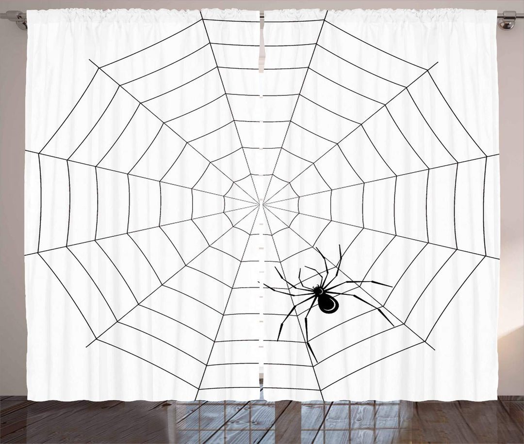 ABAKUHAUS Spinnennetz Rustikaler Gardine, Giftige giftige Wanze, Schlafzimmer Kräuselband Vorhang mi