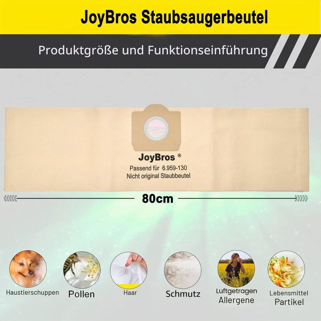 JoyBros 15-Stück Staubbeutel für Kärcher wd3 wd 3 wd3P wd3.200 Premium 6.959-130.0 6.904-051.0 MV3 A