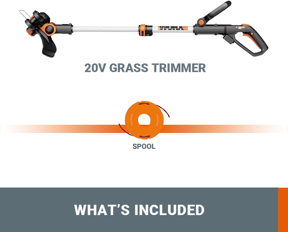 WORX WG163E.9 20 V 30 cm schnurloses Trimmer-Werkzeug (ohne Akku oder Ladegerät) – Leichter Rasentri