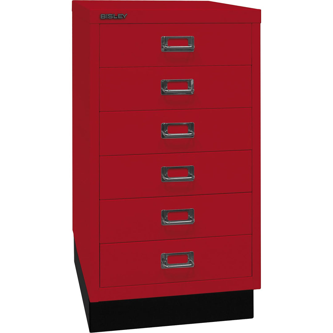 BISLEY MultiDrawer, 29er Serie mit Sockel, DIN A3, 6 Schubladen, Metall, 670 Kardinalrot, 43.2 x 34.
