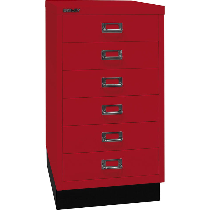 BISLEY MultiDrawer, 29er Serie mit Sockel, DIN A3, 6 Schubladen, Metall, 670 Kardinalrot, 43.2 x 34.