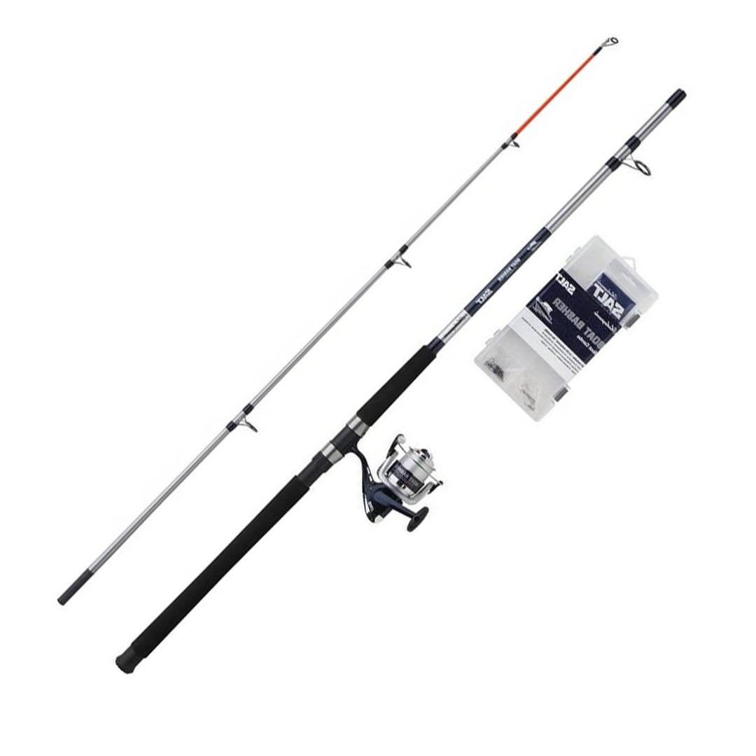 Shakespeare Salt Sea Fishing Combos, inklusive starker Graphitrolle, Fiberglasrute, Hartschalen-Ange