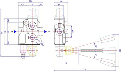 Ama Verteiler Hydraulisch Kompakt 3/8" 1 Hebel Doppeleffekt 40 Liter 58270 Handhebelventil Hydraulik