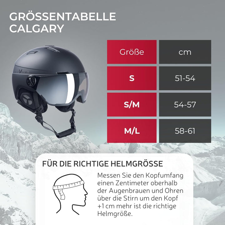 Black Crevice Skihelm Calgary I Skihelm mit Visier im Pilotenstyle I Skihelm Herren &amp; Damen I Skihel