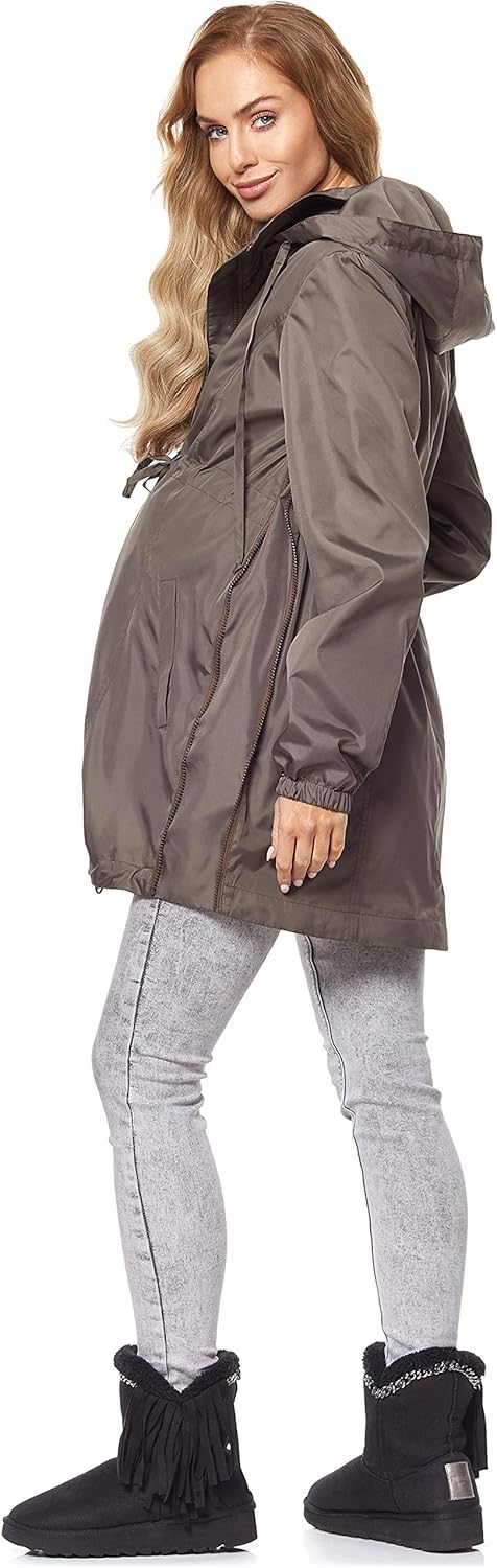 Damen Parka Übergangsjacke Herbstjacke Umstandsjacke BE20-213, 36 Khaki