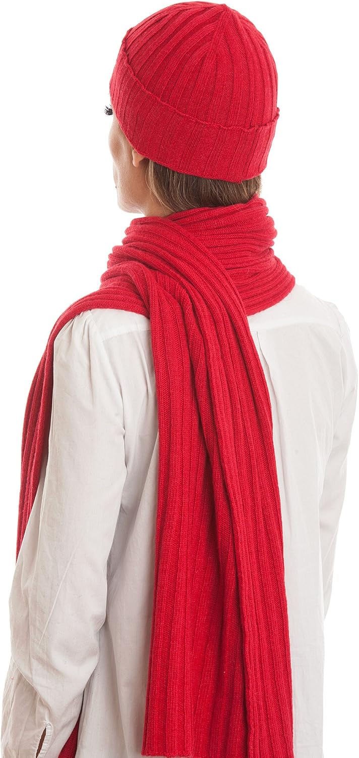 Dalle Piane Cashmere - Schal und hut aus Kaschmir-Gemisch - für Damen/Herren Einheitsgrösse Rot, Ein
