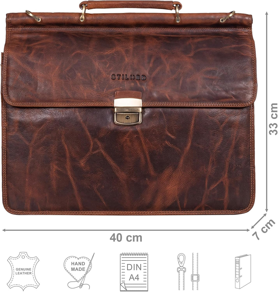 STILORD 'Stephan' Laptoptasche 15,6 Zoll Herren Leder Businesstasche Office Bag Umhängetasche Leder-